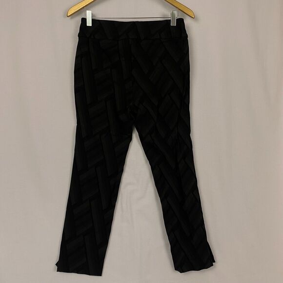 Soft Surroundings Crop Pants PS Black Geometric Notch Ankle Pull On Petite Small - Picture 2 of 13